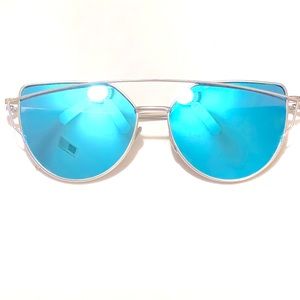 Cat Eye Mirrored Shades Silver Hardware